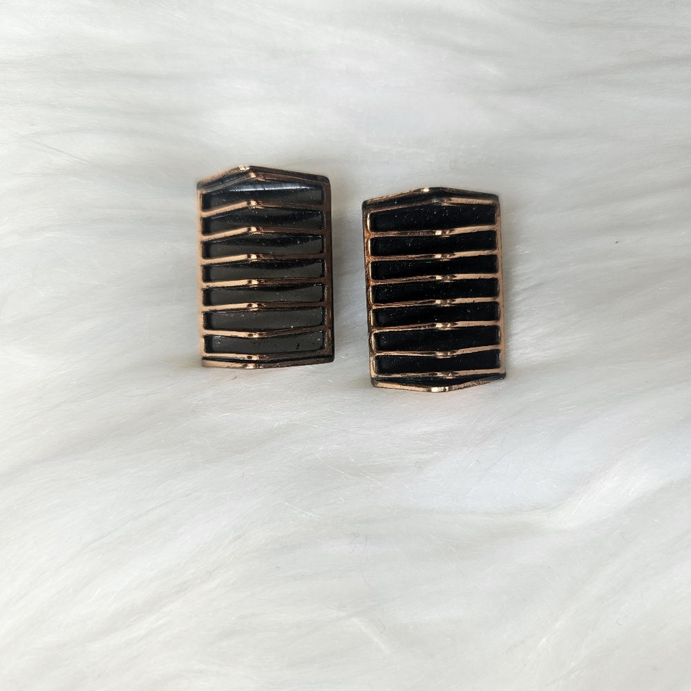 Vintage RENOIR Industrial Chic MCM 3D Copper 'Shadow' Clip Earrings, SIGNED